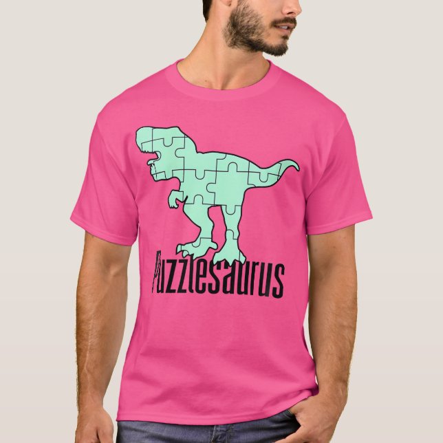 Camiseta Womens Puzzlesaurus Dinosaur Puzzle Piece Game Jig (Frente)
