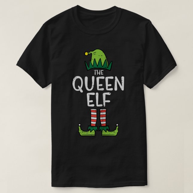 Camiseta Womens Queen Elf Xmas PJs Matching Christmas Pajam (Frente do Design)