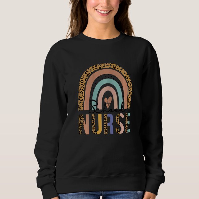 Camiseta Womens Rainbow Leopard Print School Nurse Public H (Frente)