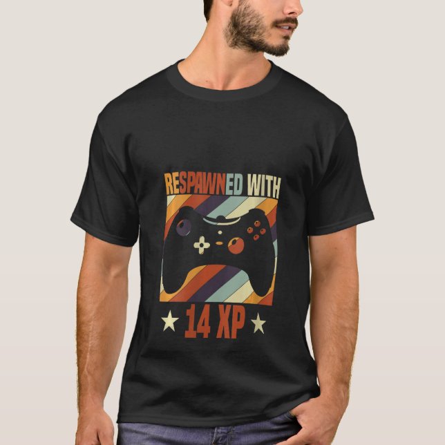 Camiseta Womens Respawned With 14 Xp Video Gamer 14th Birth (Frente)