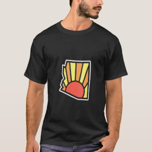 Camiseta Womens Retro Estado Contorno do Ponto Final do Sol