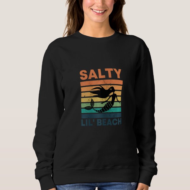 Camiseta Womens Salty Lil' Beach   Retro Little Mermaid     (Frente)