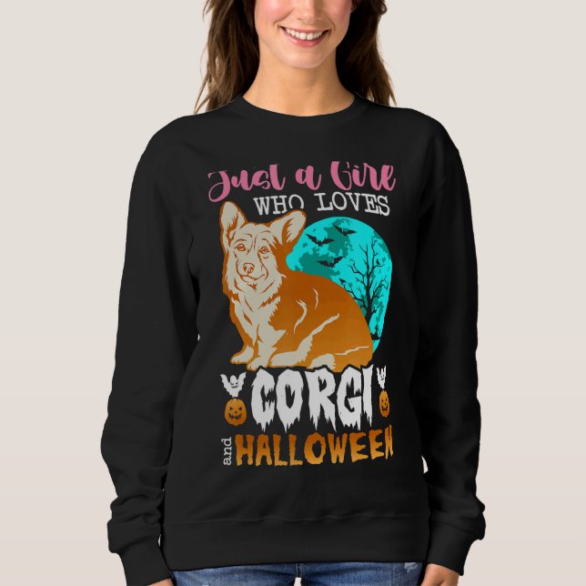 Camiseta Womens Scary Halloween dog corgi holder (Frente)