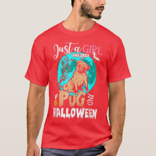 Camiseta Womens Scary Halloween dog lover pug holder