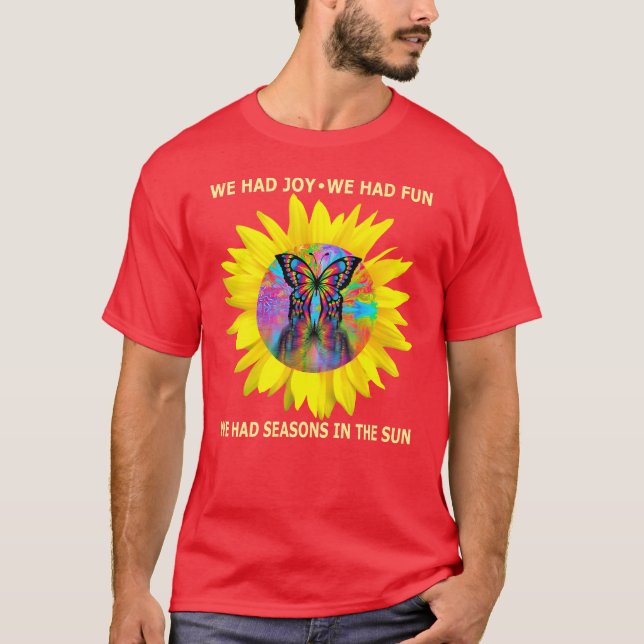 Camiseta Womens Seasons in the Sun Retro 70s Lyrics Butterf (Frente)