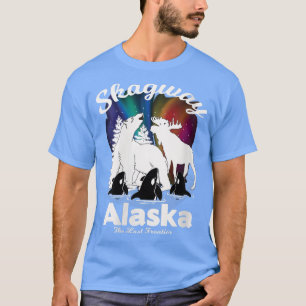 Camiseta Womens Skagway Alaska Aurora Borealis Bear Orca Mo