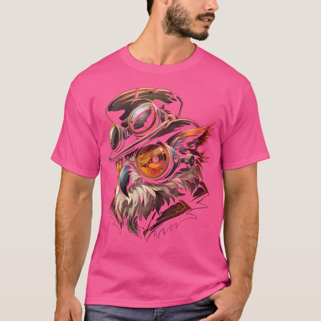 Camiseta Womens Steam Punk Owl Steampunk Art (Frente)