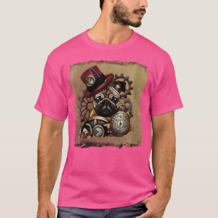 Camiseta Womens Steampunk Pug Art Dogs Lovers Vintage