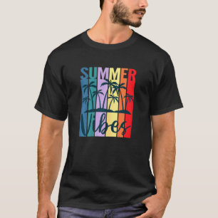 Camiseta Womens Summer Vibes Retro Vintage Sunset Palm Tree