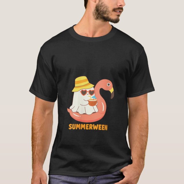 Camiseta Womens Summerween Bucket Hat Ghost Drinking Pina C (Frente)