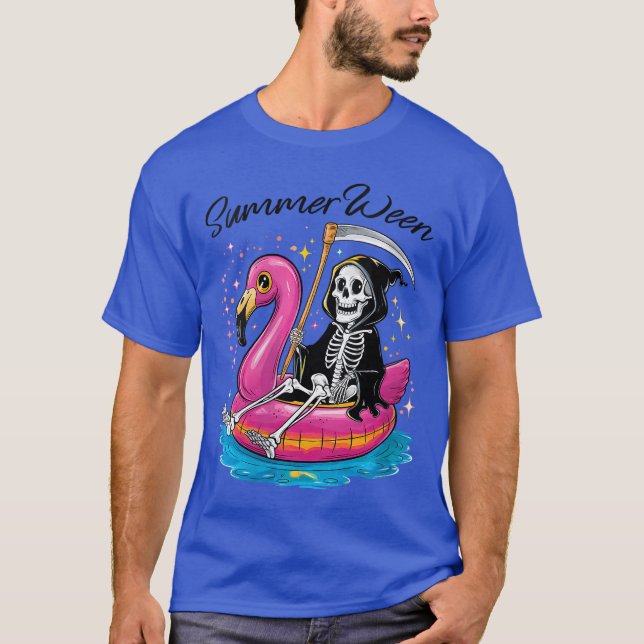 Camiseta Womens Summerween Vibes Skeleton Summer Vacation f (Frente)