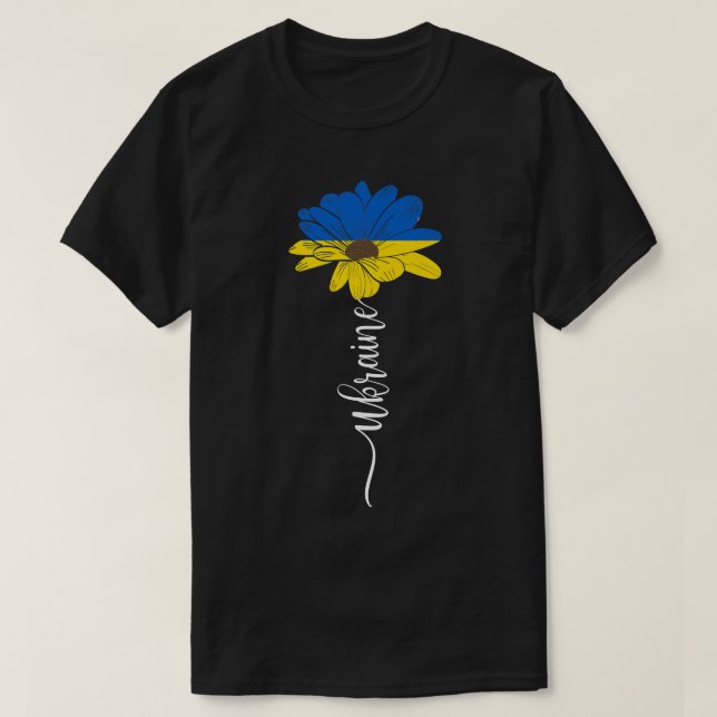 Camiseta Womens Sunflower Ucraniano Ucrânia Vintage Flag Su (Frente do Design)