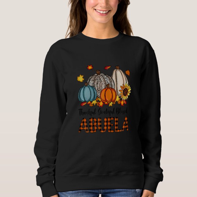 Camiseta Womens Thankful Grateful Blessed Abuela Pumpkins F (Frente)