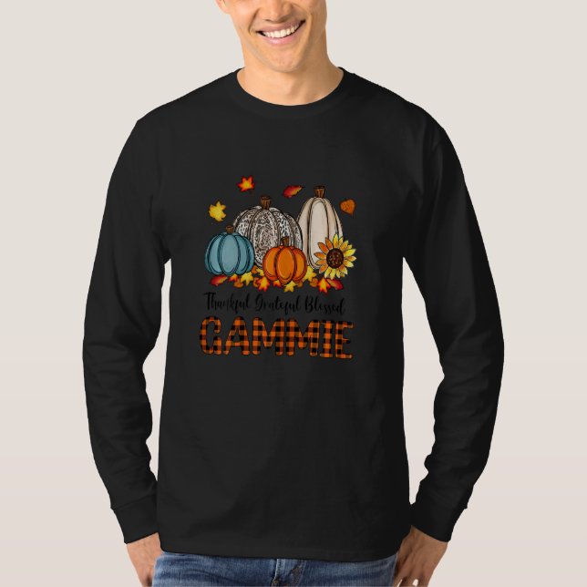 Camiseta Womens Thankful Grateful Blessed Gammie Pumpkins F (Frente)