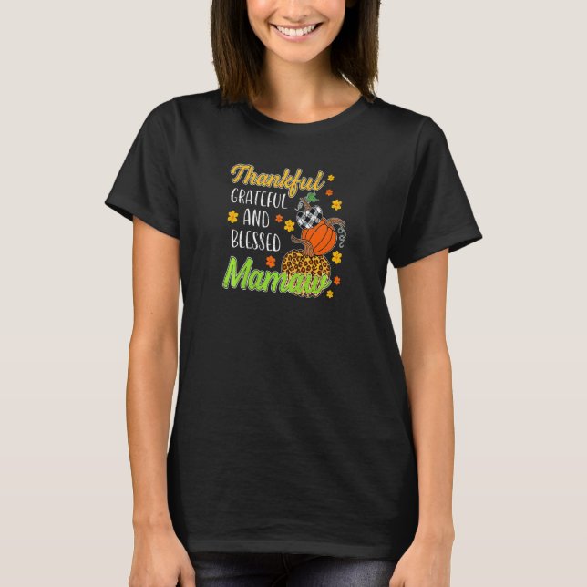 Camiseta Womens Thankful Grateful Blessed Mamaw Autumn Fall (Frente)
