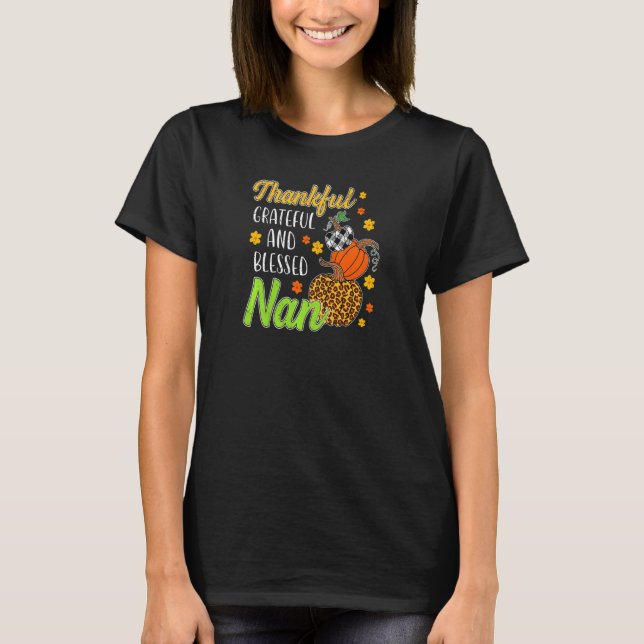 Camiseta Womens Thankful Grateful Blessed Nan Autumn Fall P (Frente)