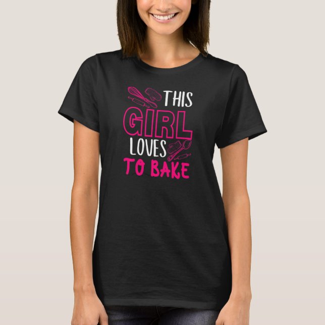 Camiseta Womens This girl loves to bake kitchen utensils qu (Frente)