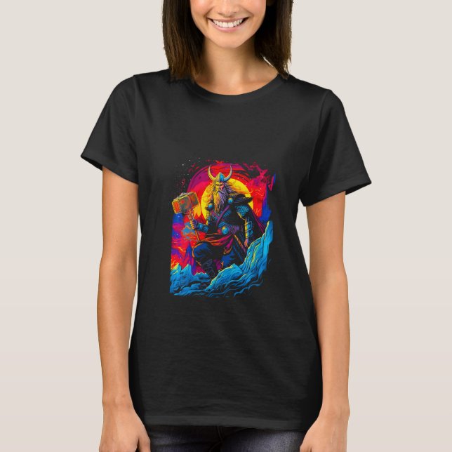 Camiseta Womens Thorr Mjolnir God Thunder Lightning Norse M (Frente)
