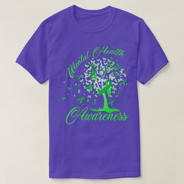Camiseta Womens Tree Ribbon Mental Health Awarness VNeck (Frente do Design)