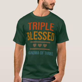 Camiseta Womens Triple Blessed Grandma Of Three Grandkids G