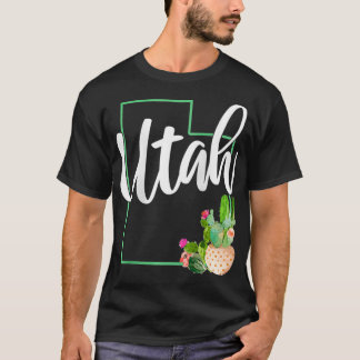 Camiseta Womens Utah Pride State Map Cactus Vintage Utah