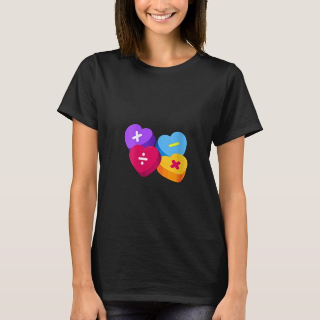 Camiseta Womens Valentines Day Hearts With Math Symbols Tea (Frente)