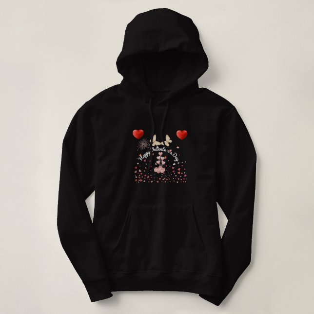 Camiseta Women's Valentine's Hearts & Butterfly Hoodie (Frente do Design)