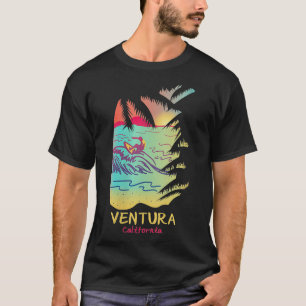 Camiseta Womens Ventura California Retro Beach Wave Surfing