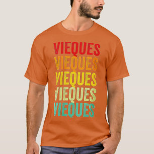 Camiseta Womens Vieques County Porto Rico Rainbow Text Des
