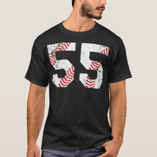Camiseta Womens Vintage Baseball 55 Jersey Número VNeck