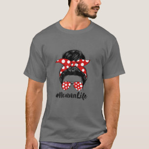 Camiseta Womens Vintage Mensagem Bun Hair Dia de as mães No