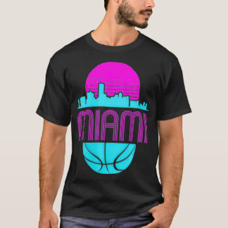 Camiseta Womens Vintage Miami Florida Cityscape Baske