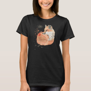 Camiseta Womens Watercolor Red Fox Willife