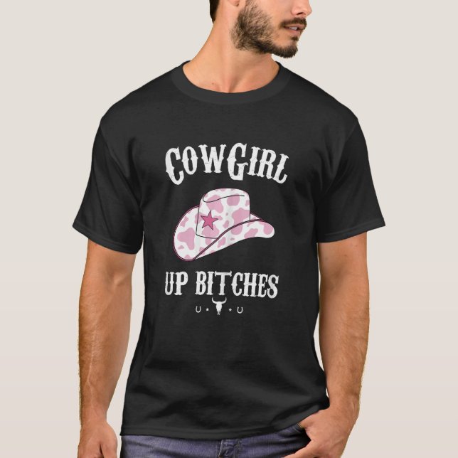 Camiseta Womens Western Cowgirl Yeehaw Hippie Boho Cow Bull (Frente)