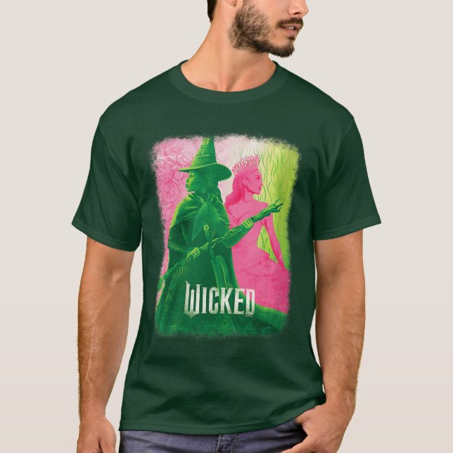 Camiseta Womens Wicked Elphaba Glindaonal VNeck retro (Frente)