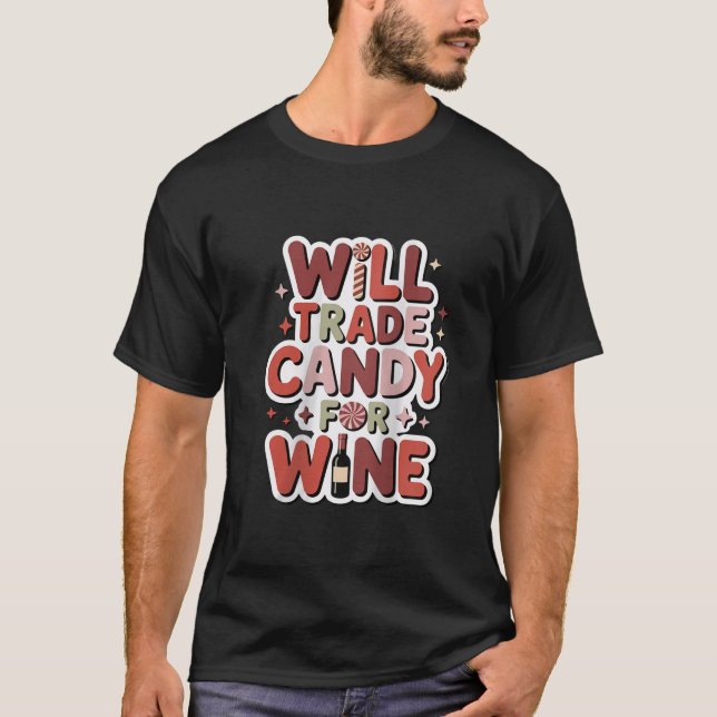 Camiseta Womens Will Trade Candy for Wine Funny Halloween W (Frente)