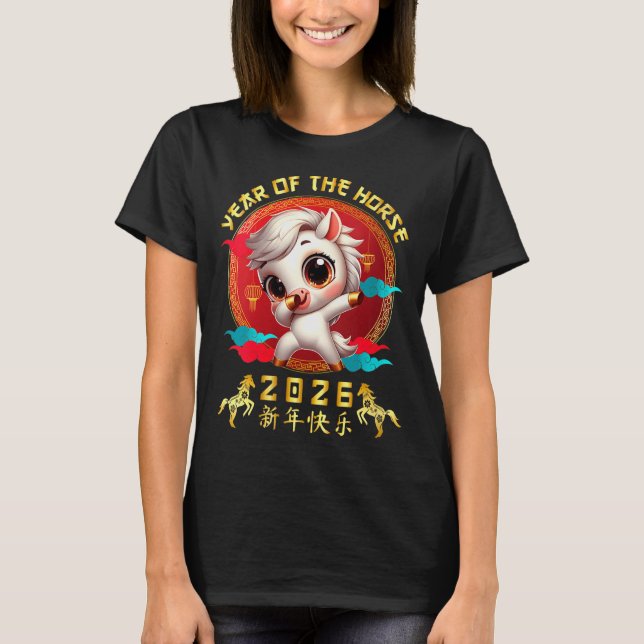 Camiseta Womens Year Of The Horse 2026 Cute Chinese Lunar N (Frente)
