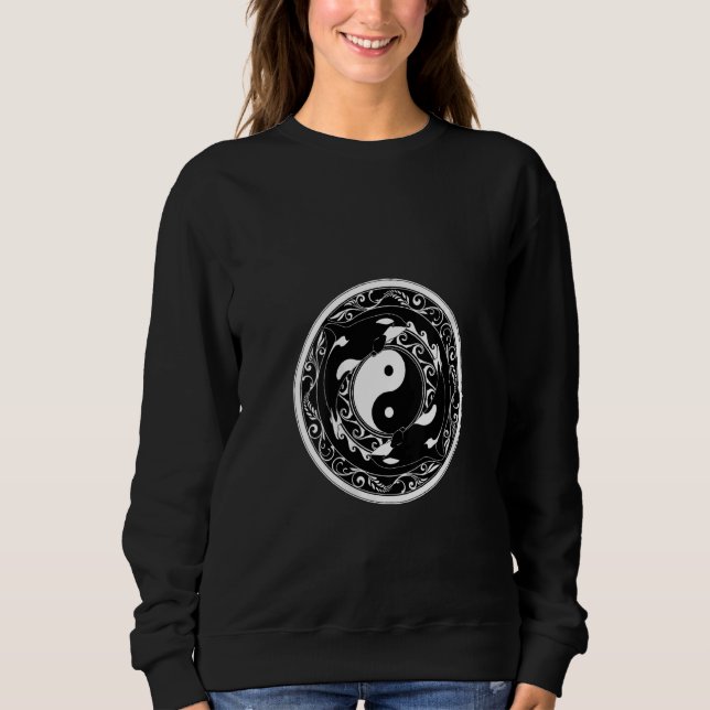 Camiseta Womens Yin Yang Orcas V Neck (Frente)