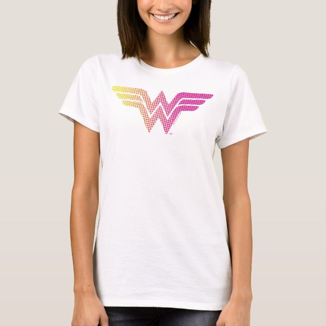 Camiseta Wonder Woman Yellow-Pink Halftone Gradient Logo (Frente)