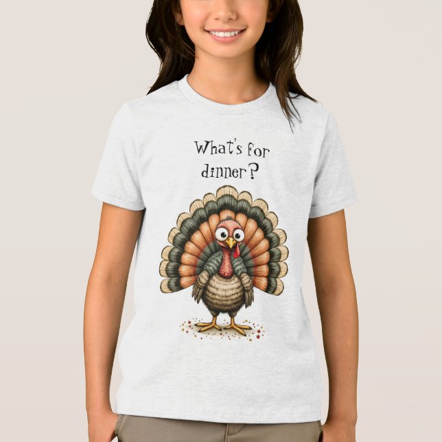 Camiseta Wonky Quirky Turkey What's For Dinner? Kid's (Frente)
