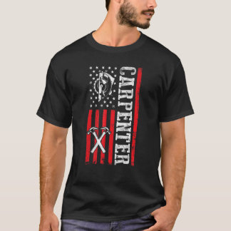 Camiseta Wood Worker Lumberjack USA Flag American Carpenter