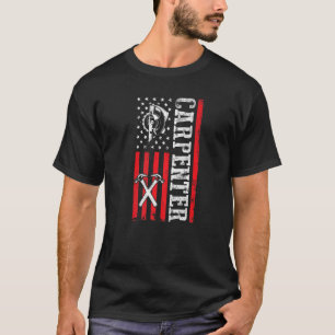 Camiseta Wood Worker Lumberjack USA Flag American Carpenter