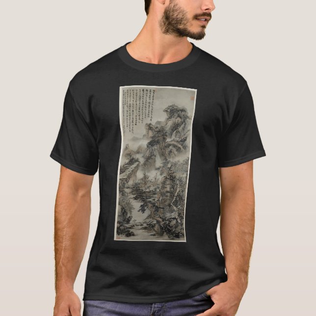 Camiseta Wooded Mountains At Dusk (Restored Chinese Artwork (Frente)
