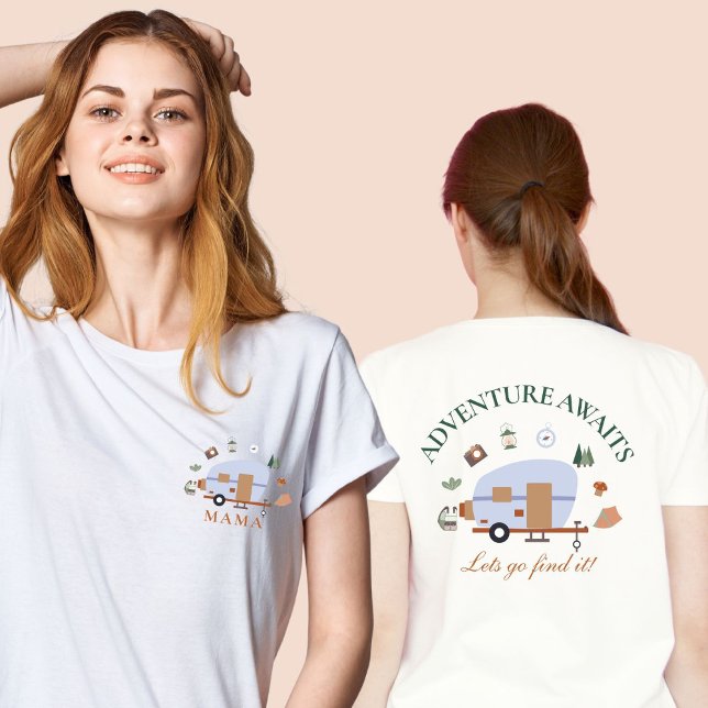 Camiseta Woodland Adventure Aguarda Mama acampada (Criador carregado)