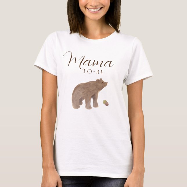 Camiseta Woodland Animal Bear Fall Chá de fraldas Mama para (Frente)