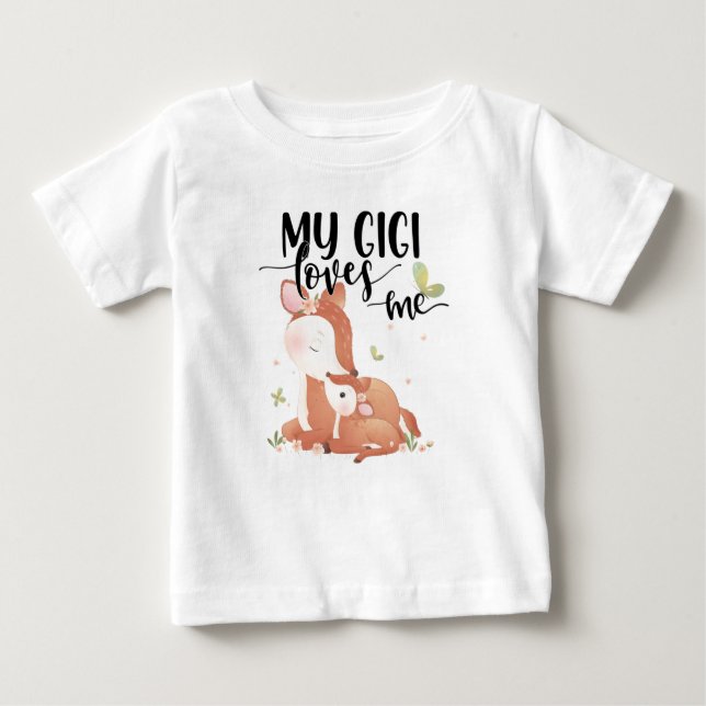 Camiseta Woodland Deer Doe and Baby Fawn My Gigi Me ama (Frente)