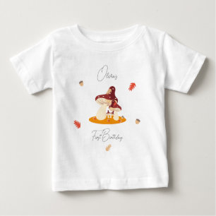 Camiseta Woodland Forest Mushroom Primeiro Aniversário