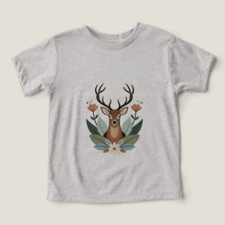 Camiseta Woodland Harmony – Boho Deer Botanical Illustratio