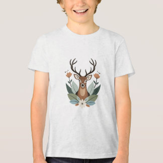 Camiseta Woodland Harmony – Boho Deer Botanical Illustratio