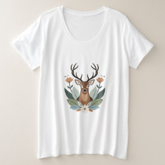 Camiseta Woodland Harmony – Boho Deer Botanical Illustratio